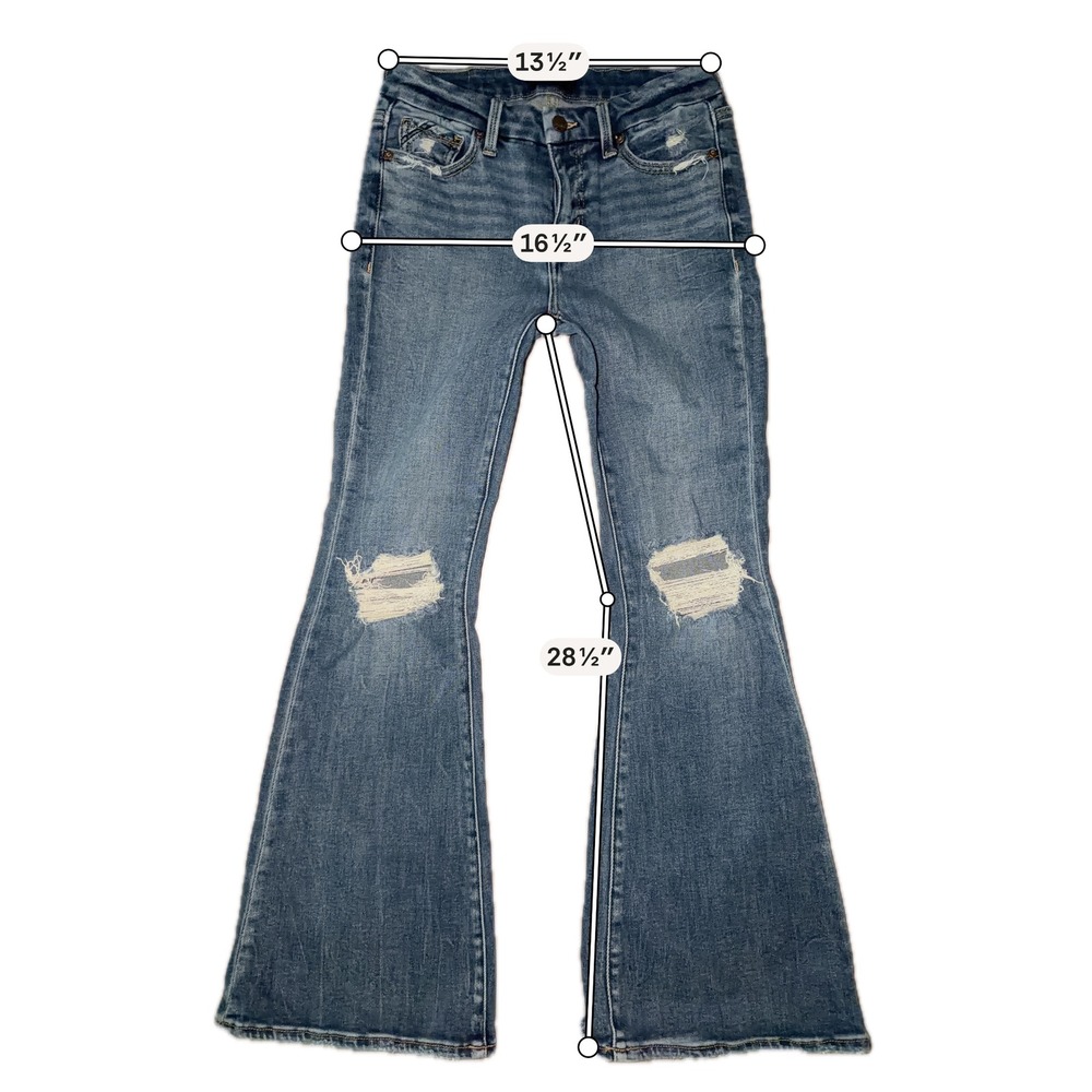 Buckle Black Fit No. 53 Flare Jeans Distressed Medium Wash 26x30 Womens Denim A3 - Picture 7 of 10